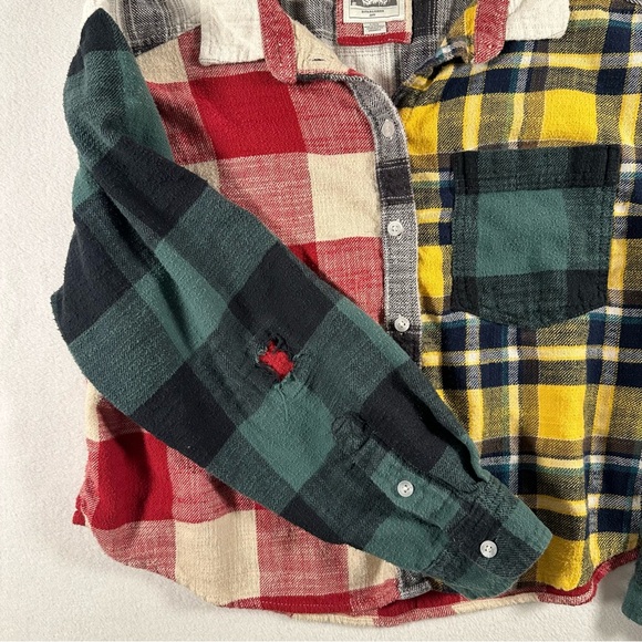American Eagle Outfitters Colorblock Plaid flannel women’s L - Picture 4 of 8